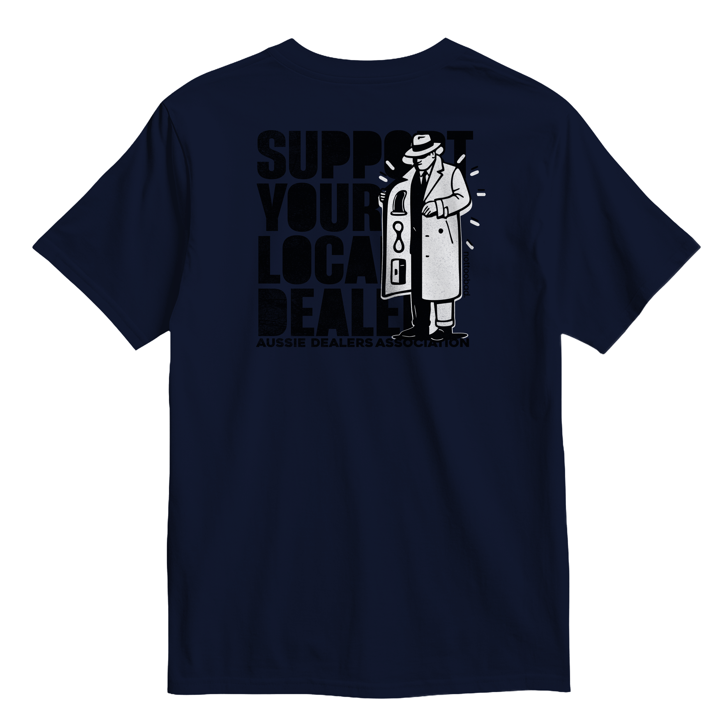 Navy Blue t-shirt Support Your Local Dealer. Aussie Legends