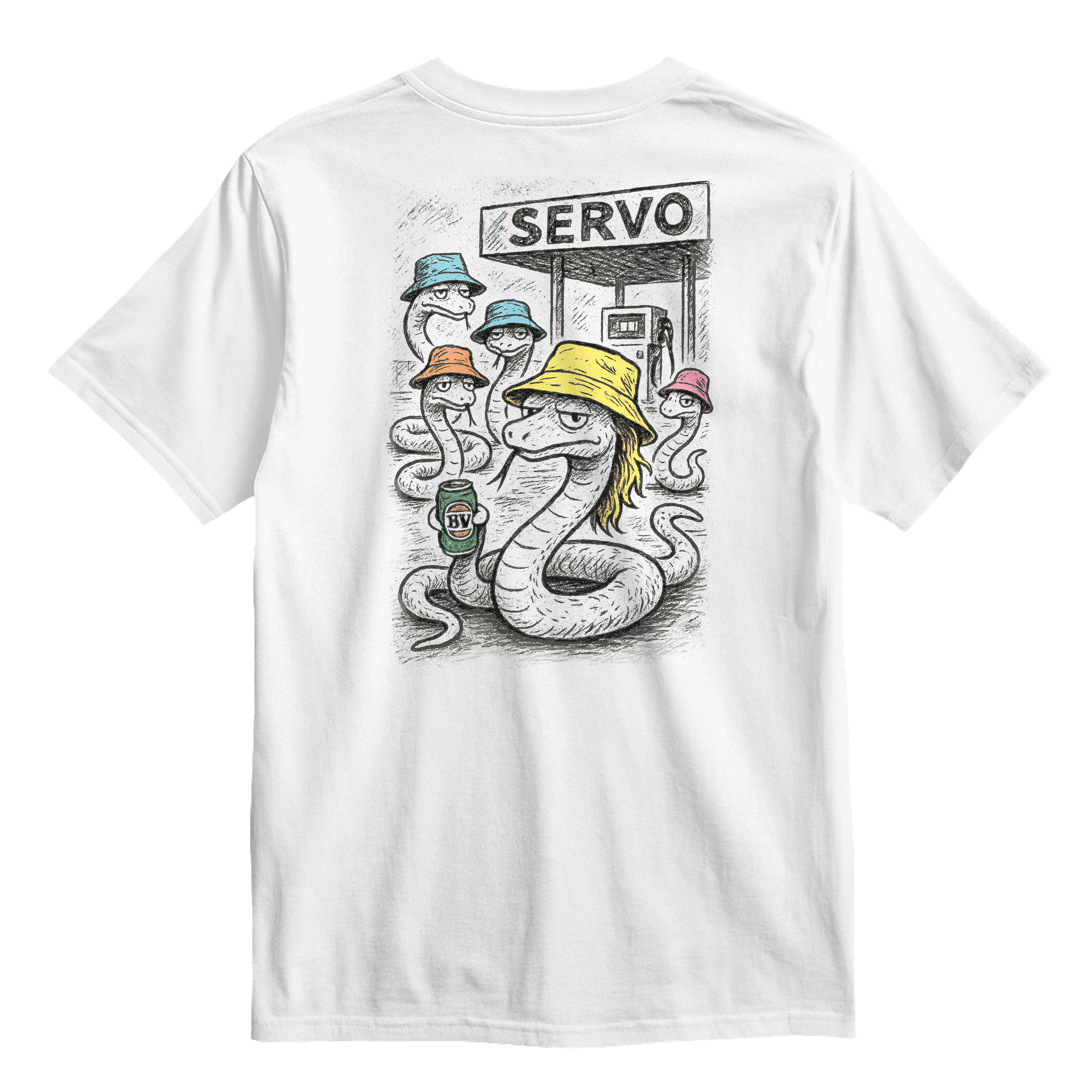 White t-shirt Servo Aussie Mates