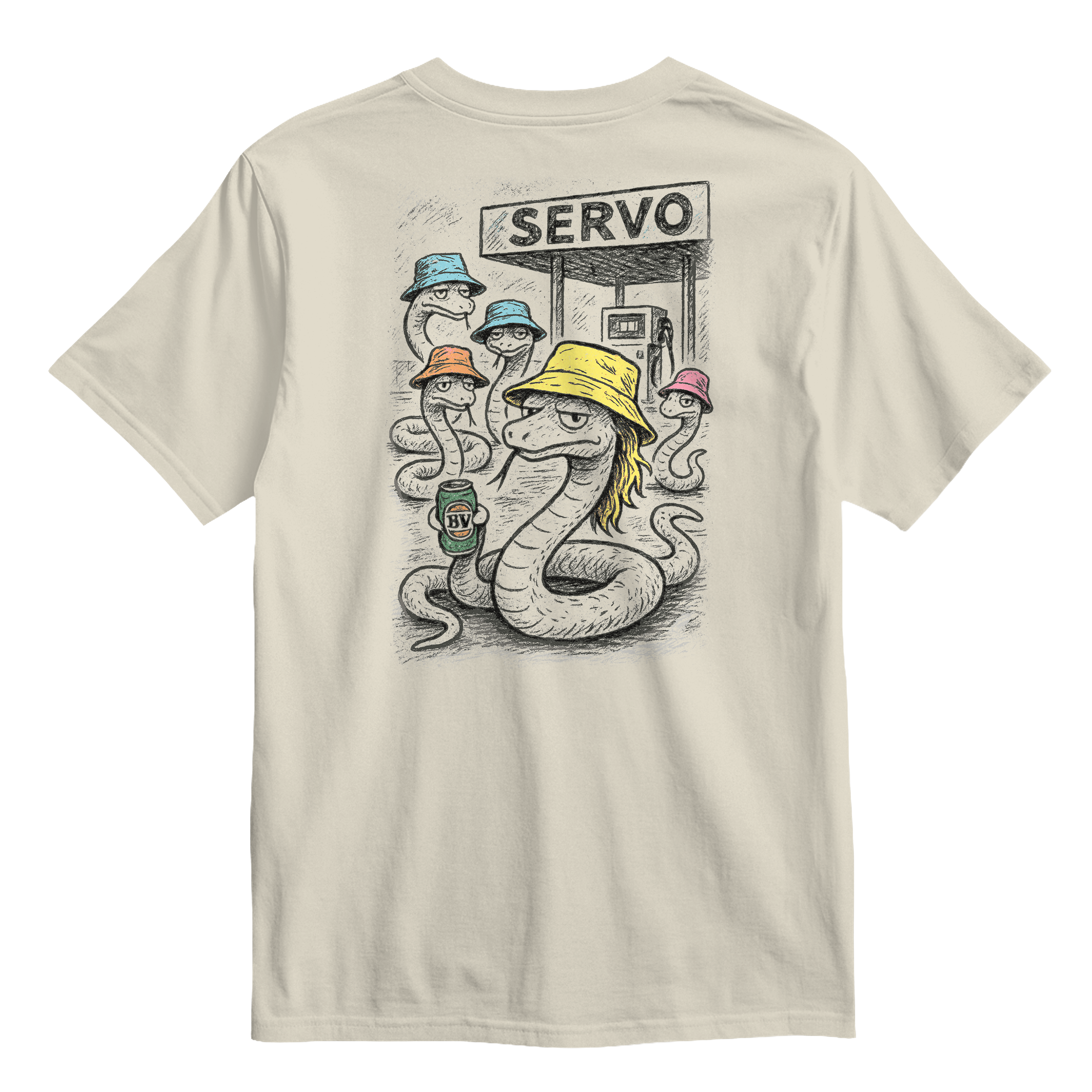 Natural colour t-shirt Servo Aussie Mates