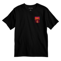 Black t-shirt with a colorful sunset design of Uluru Sunset