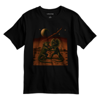 Black t-shirt with a graphic design Outback Battle – nottoobad Cotton T-Shirt